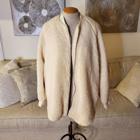 Caslon Long Faux Shearling Jacket in Ivory - Picture 5 of 15